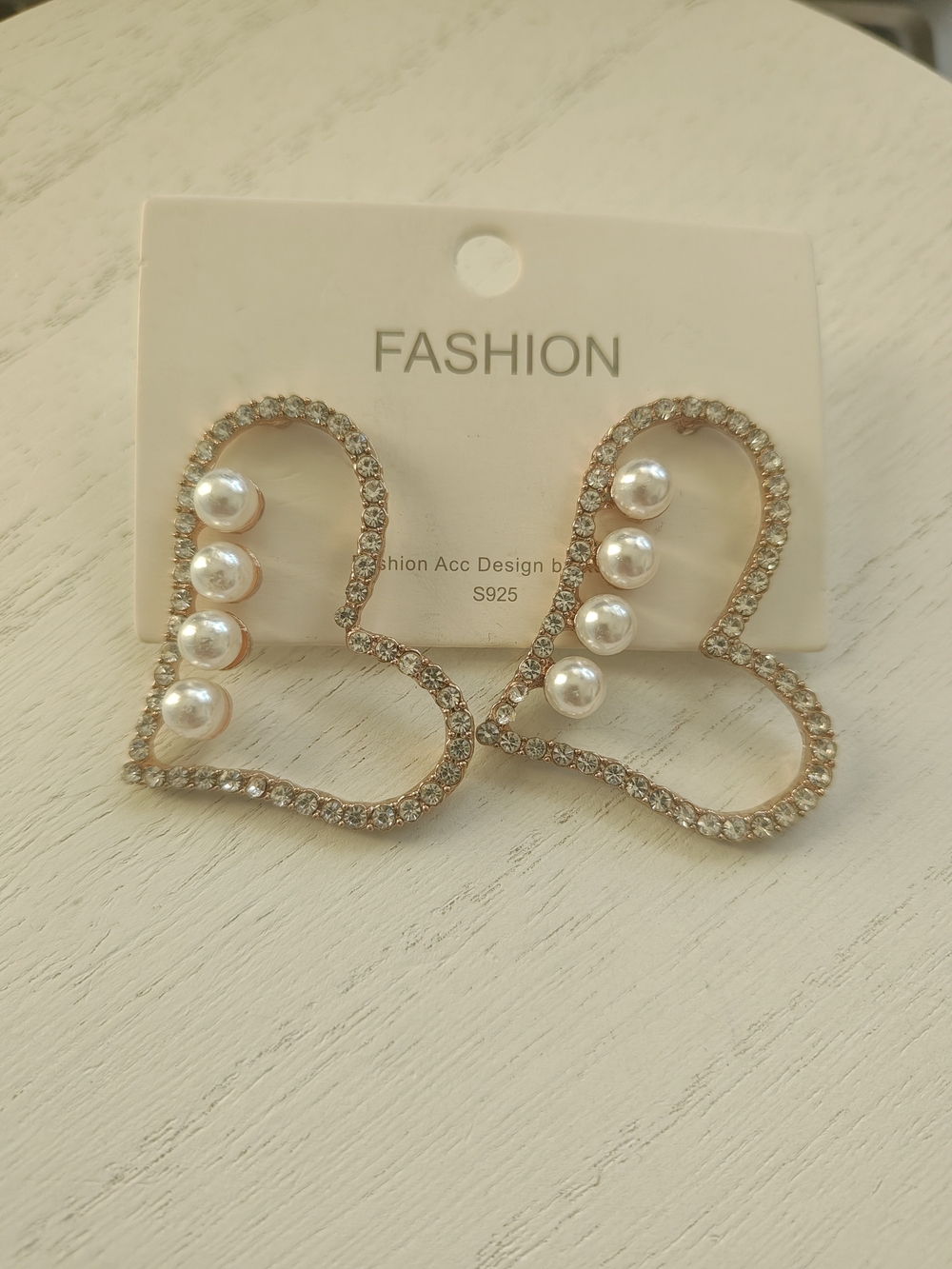 Gold Heart Pearl & Crystal Earrings